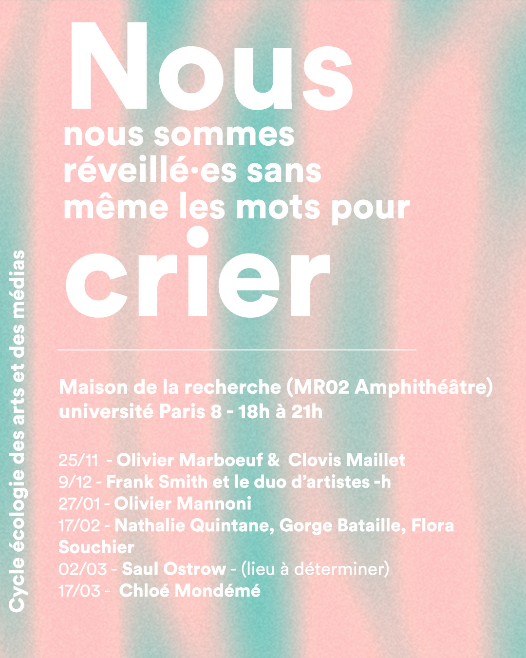 Cycle de conférences Écologie des arts et des médias 2025-2026